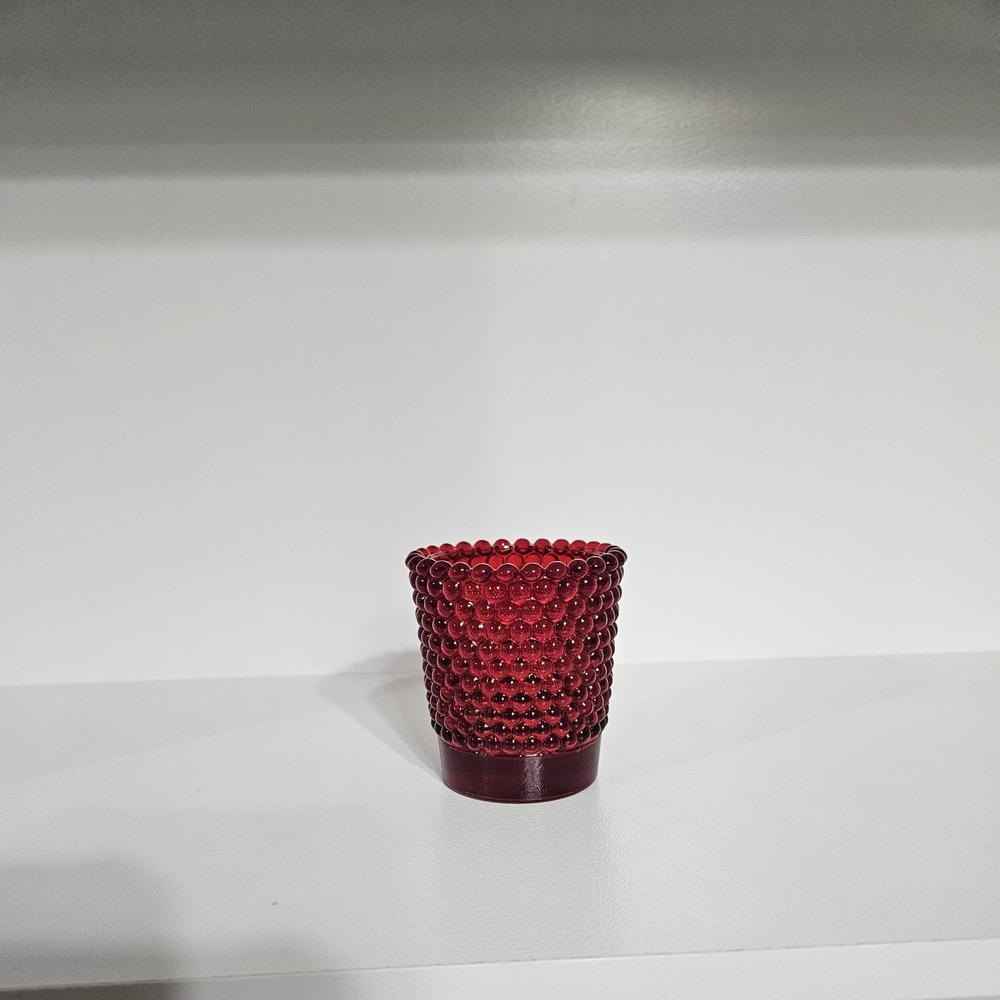 Red Hobnail Glass Votive Candle Holder